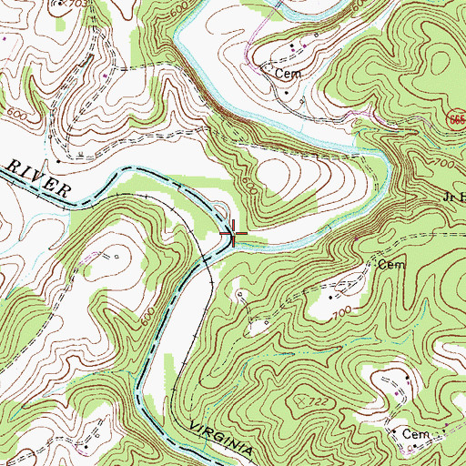 Topographic Map of Piney River, VA