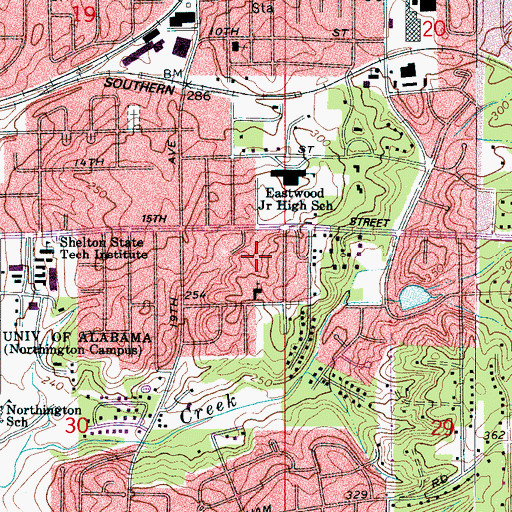 Topographic Map of Temple Baptist Church, AL
