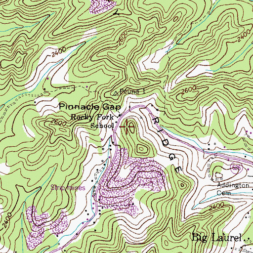 Topographic Map of Pinnacle Gap, VA