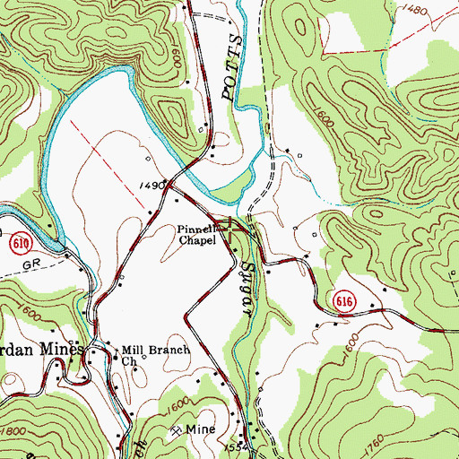 Topographic Map of Pinnell Chapel, VA
