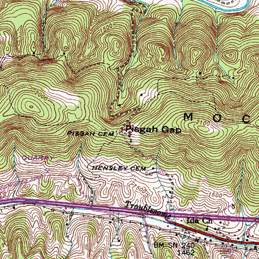 Topographic Map of Pisgah Cemetery, VA