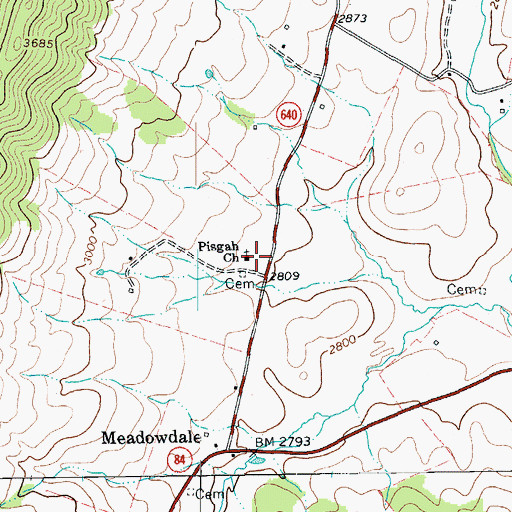 Topographic Map of Pisgah Church, VA