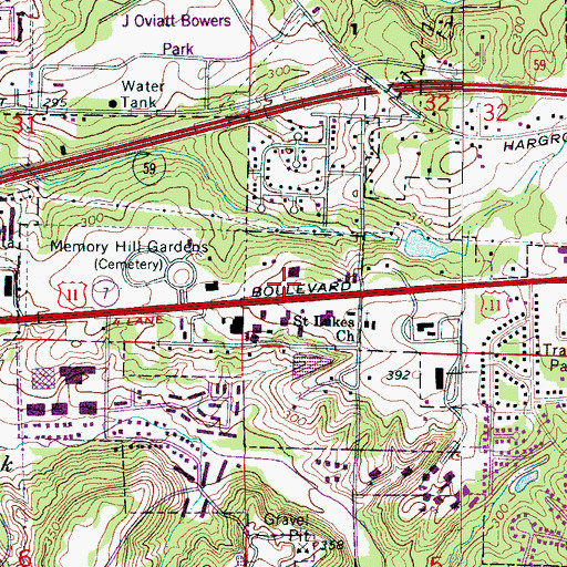 Topographic Map of Temple Emanuel (historical), AL