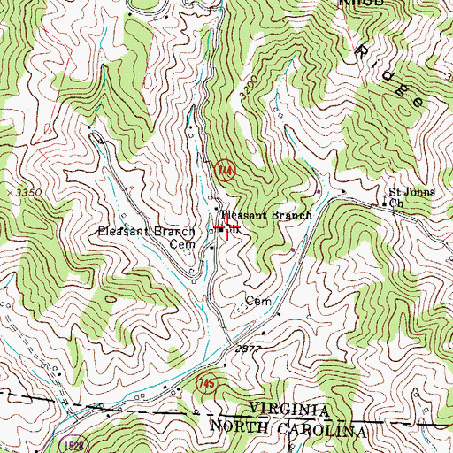 Topographic Map of Pleasant Branch Church, VA