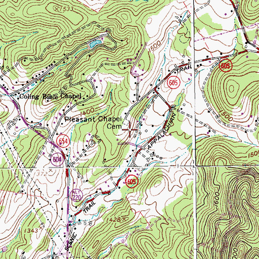 Topographic Map of Pleasant Chapel Cemetery, VA
