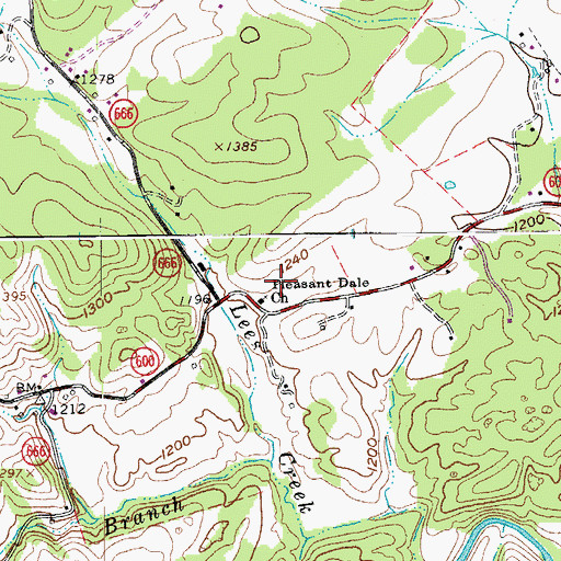Topographic Map of Pleasant Dale Church, VA
