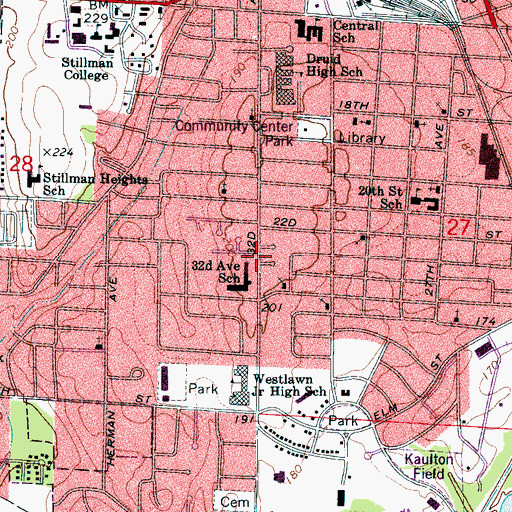 Topographic Map of Tenth Street Missionary Baptist Church, AL