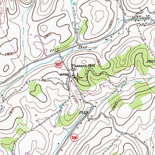 Topographic Map of Pleasant Hill Church, VA