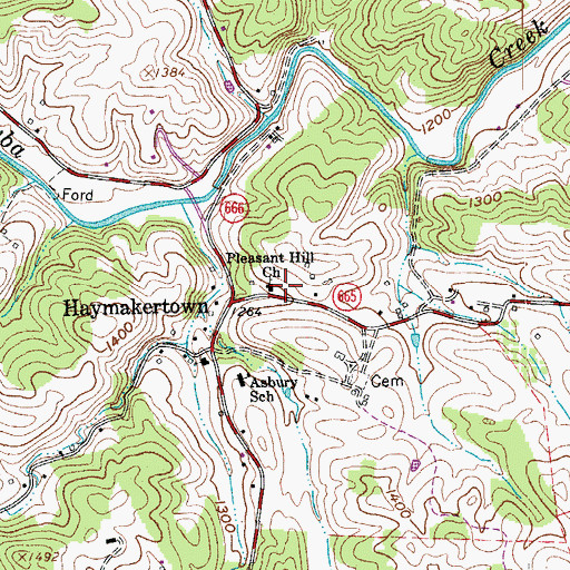 Topographic Map of Pleasant Hill Church, VA