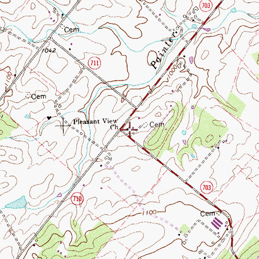 Topographic Map of Pleasant View Church, VA
