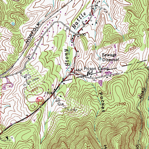 Topographic Map of Pocket Hollow, VA