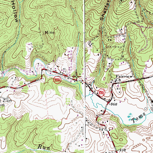 Topographic Map of Poff Hollow, VA