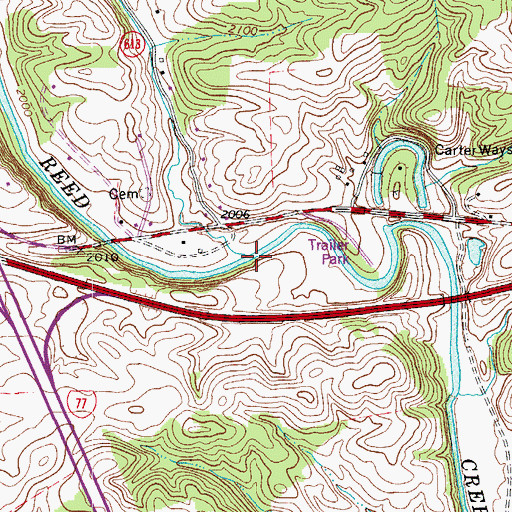 Topographic Map of Poletown Branch, VA