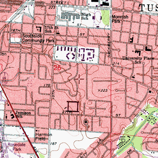 Topographic Map of The Downs, AL