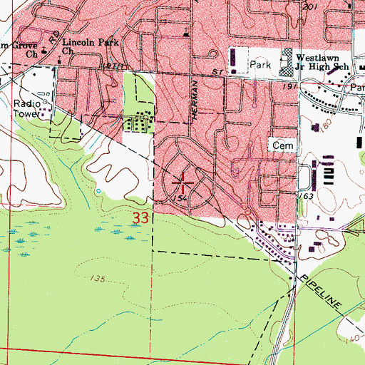 Topographic Map of The Glens, AL