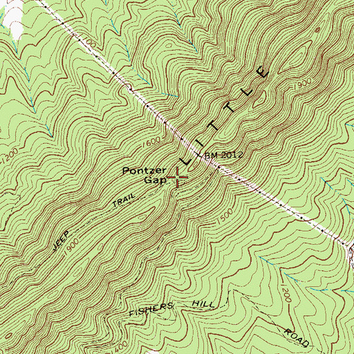 Topographic Map of Pontzer Gap, VA