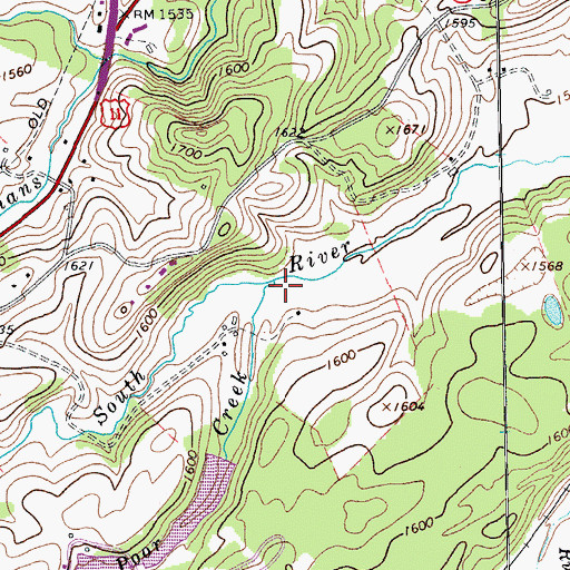 Topographic Map of Poor Creek, VA