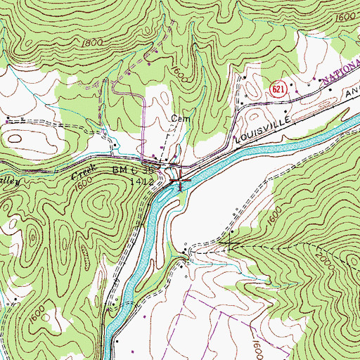 Topographic Map of Poor Valley Creek, VA