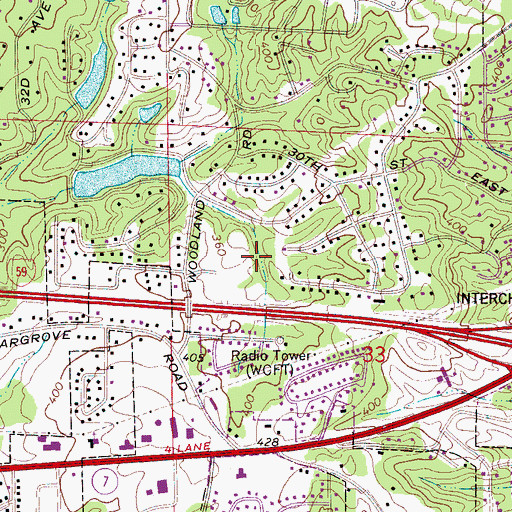 Topographic Map of The Staffords, AL