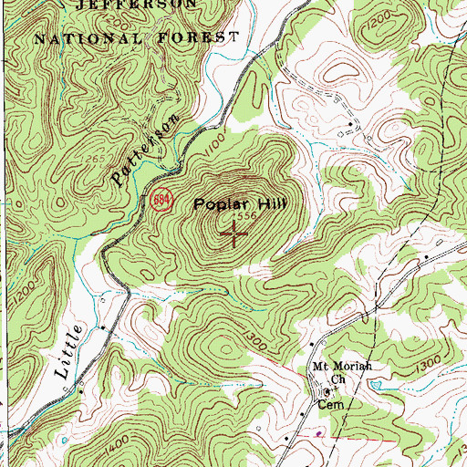 Topographic Map of Poplar Hill, VA