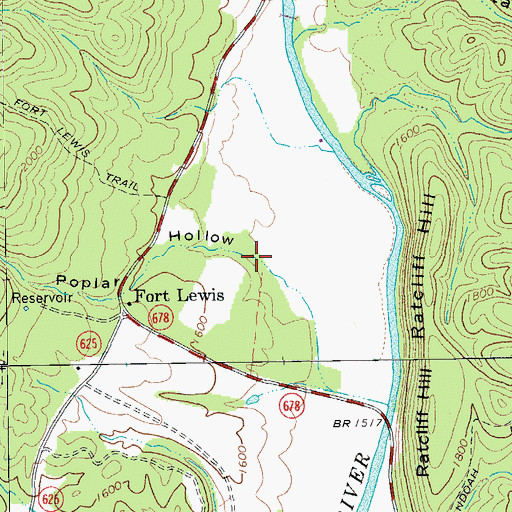 Topographic Map of Poplar Hollow, VA