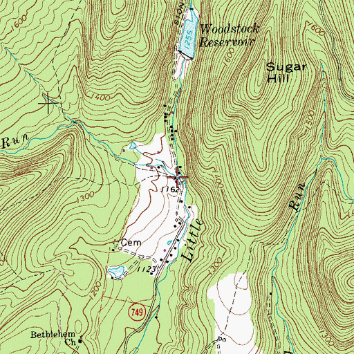 Topographic Map of Poplar Run, VA