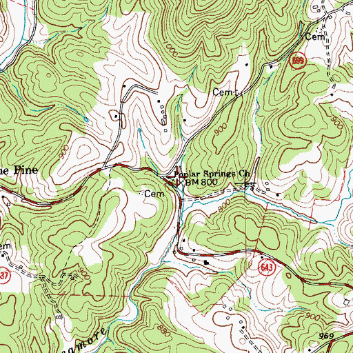 Topographic Map of Poplar Springs Church, VA