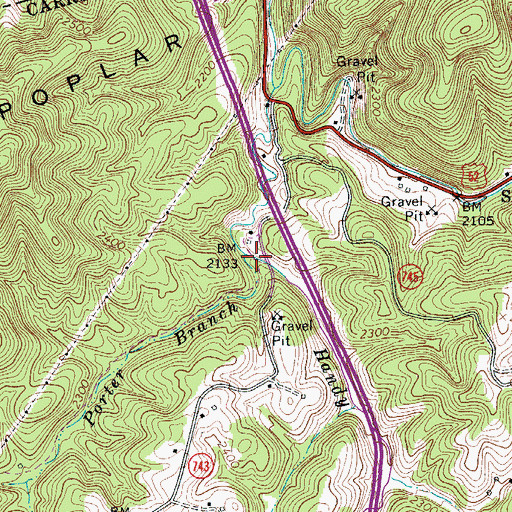 Topographic Map of Porter Branch, VA