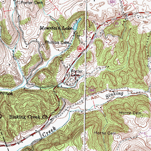 Topographic Map of Porter Cemetery, VA