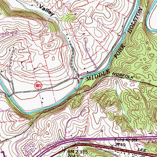 Topographic Map of Porter Valley, VA