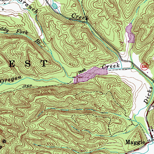 Topographic Map of Porterfield Branch, VA
