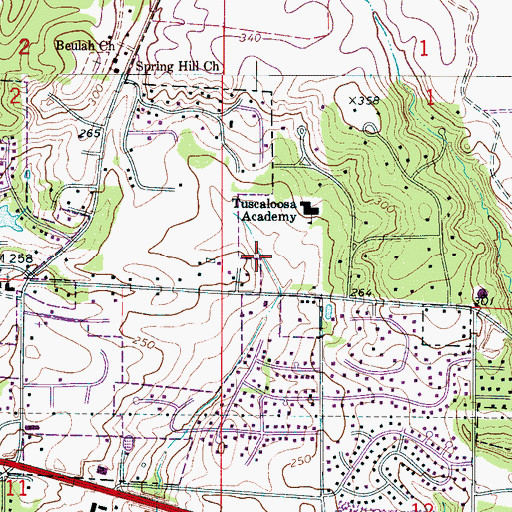 Topographic Map of The Vineyards, AL