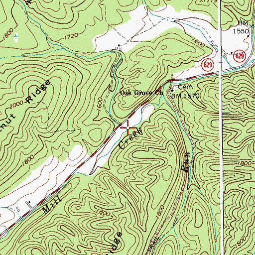 Topographic Map of Porters Mill Creek, VA