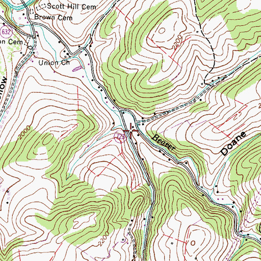 Topographic Map of Possum Hollow, VA