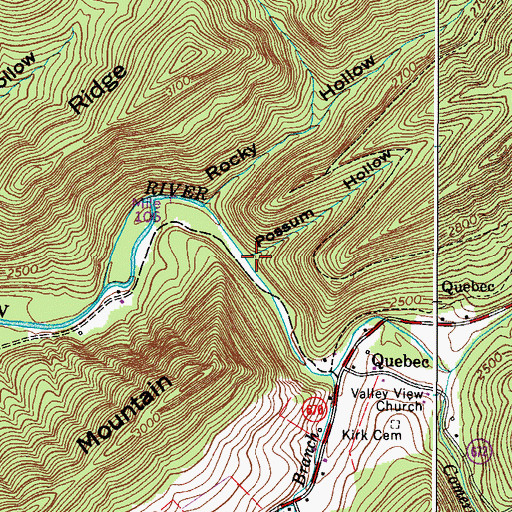 Topographic Map of Possum Hollow, VA