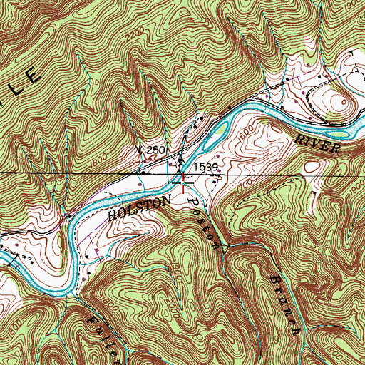 Topographic Map of Poston Branch, VA