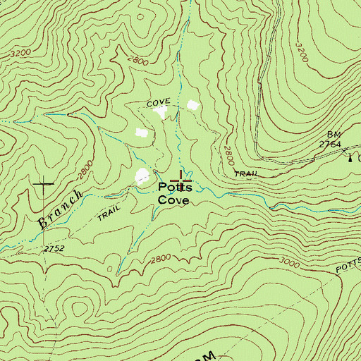 Topographic Map of Potts Cove, VA