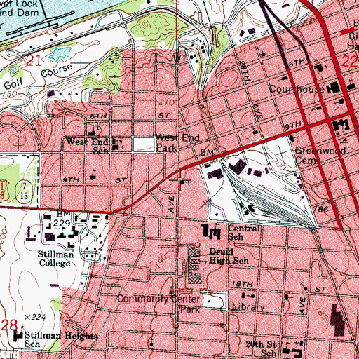 Topographic Map of Thompson Chapel, AL