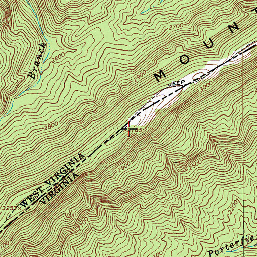 Topographic Map of Potts Mountain, WV