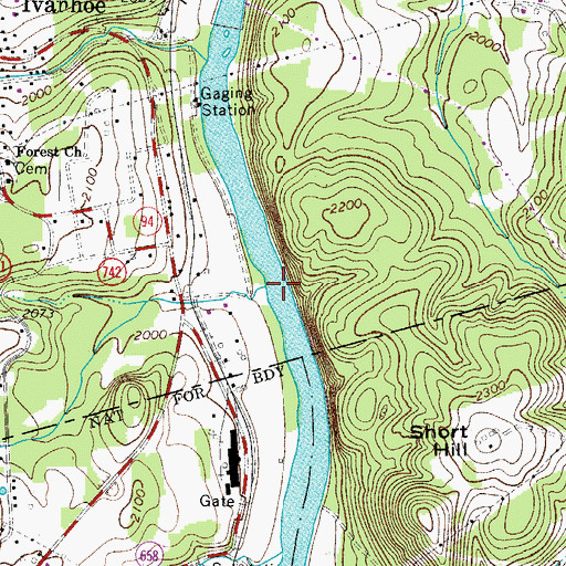 Topographic Map of Powder Mill Branch, VA