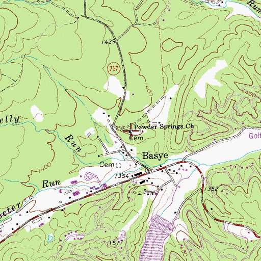 Topographic Map of Powder Springs Church, VA