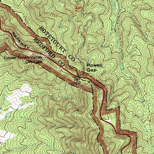 Topographic Map of Powell Gap, VA