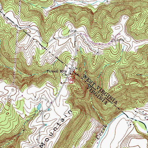 Topographic Map of Powell Mountain Church, VA