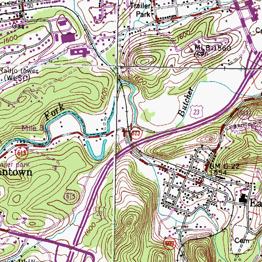 Topographic Map of Powell Valley, VA
