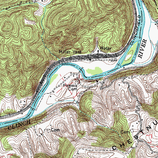Topographic Map of Powers Cemetery, VA