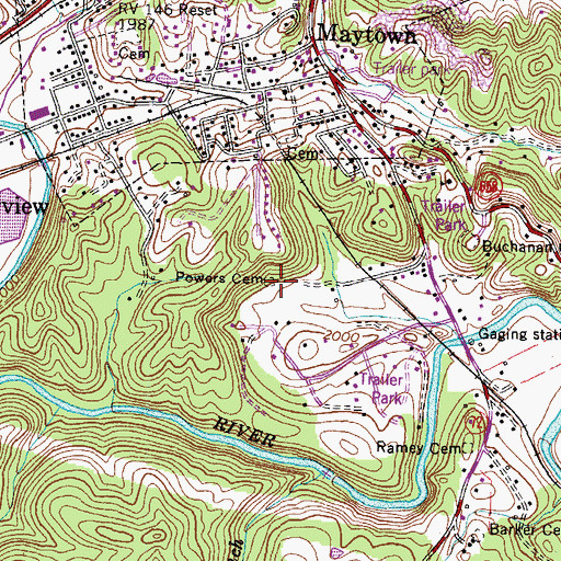 Topographic Map of Powers Cemetery, VA