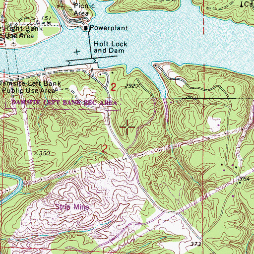 Topographic Map of Three Branches Estates, AL