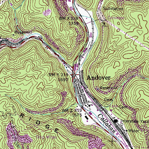 Topographic Map of Preacher Creek, VA