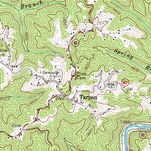 Topographic Map of Price Cemetery, VA