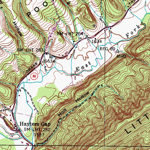 Topographic Map of Price Creek, VA